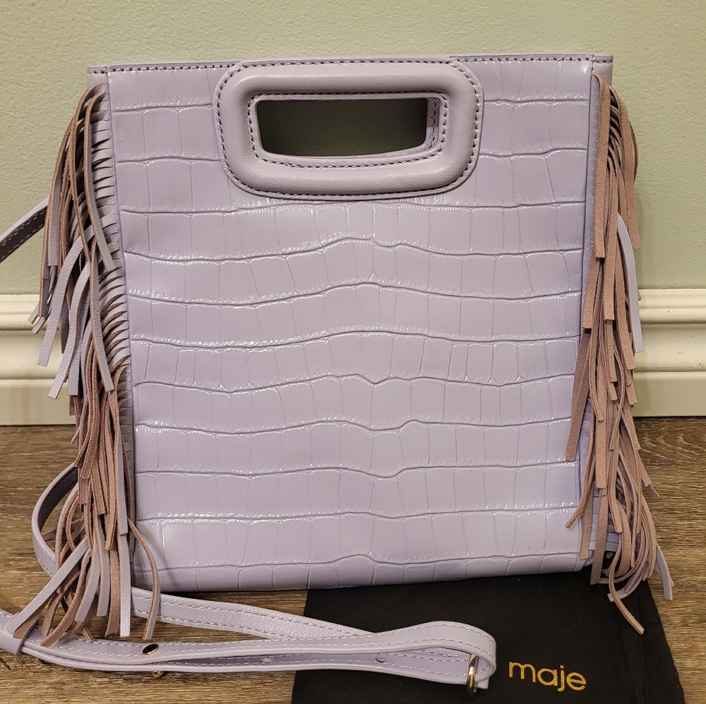 Maje M Embossed Leather Bag Violet        (rare color to find) - Picture 7 of 14
